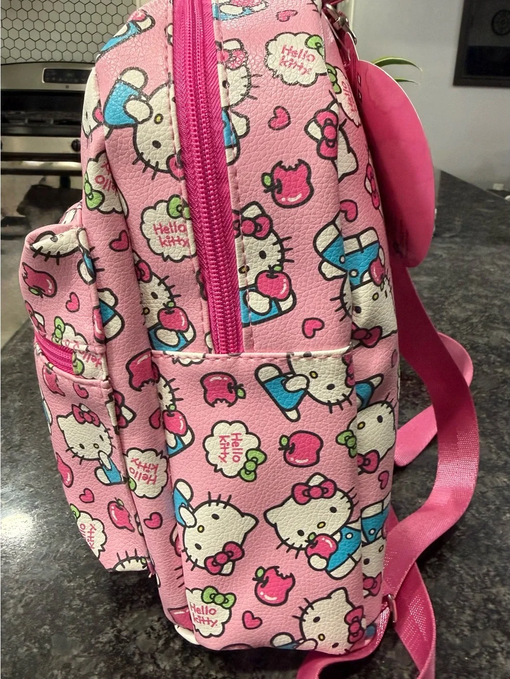 NWT Hello Kitty by Sanrio Mini Backpack Apple Print Pink and Sock Bundle